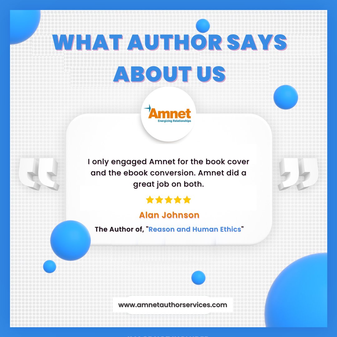 Amnetservices's tweet photo. There really is no better way to gain trust and prove the validity of your #brand than #customer #testimonials. So we’re grateful for reviews from #authors like #alanjohnson

Visit - https://t.co/z4iM6gsoVH

#amnetauthor #customerreview #customersatisfaction  #authorcommunity https://t.co/T1AjQ6Hn8u