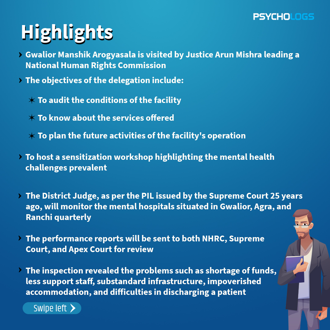 PsychologsIndia's tweet photo. National Human Rights Commission (N.H.R.C) inspected mental health facilities in Gwalior
https://t.co/PtrfK9oOgu
@MoHFW_INDIA
#mentlehealth #psychologyfacts #newsoftheday #inspection #governmentofindia #mentalhealthawareness #mentalhealthfacilities #psychologsmagazine https://t.co/mQHzwgd2dV