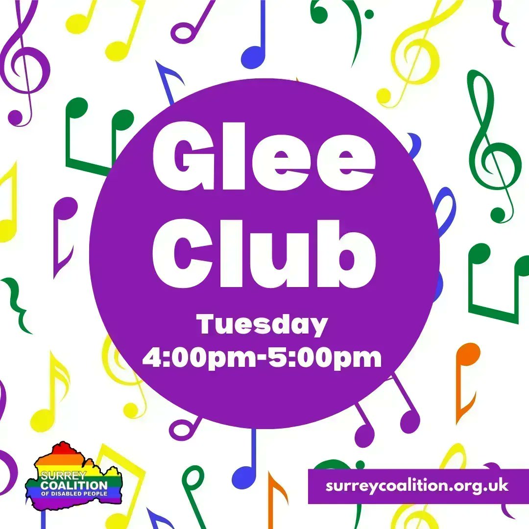 SurreyCoalition's tweet image. Join our fun &amp;amp; lively virtual Glee Club on Tuesdays at 4:00pm!

If you are interested in joining our members Glee Club please email: involvement@surreycoalition.org.uk

To find out more about our activities visit our website: surreycoalition.org.uk/events/

#virtualgroup #gleeclub