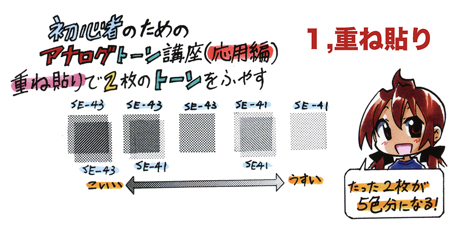 これからアナログで漫画描こうと思ってる漫画家志望さん向けにトーンの簡単なルールまとめときました
1、重ね貼り
2、影・柄・色
3、荒い粒の使い方
4、トーン番号のフワッとした決まり

この辺がわかってれば大体使えます
是非参考にしてください 