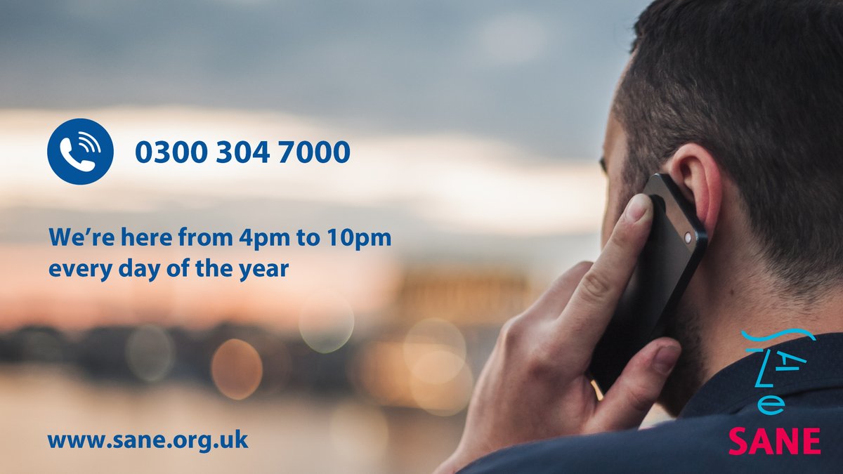 CharitySANE's tweet image. #depression is trending in the UK. If you're struggling, or you know someone who is, please know that you're not alone.
We provide support and information to ANYONE affected by #mentalillness, including family, friends and carers.
Call 0300 304 7000 - open daily from 4-10pm.