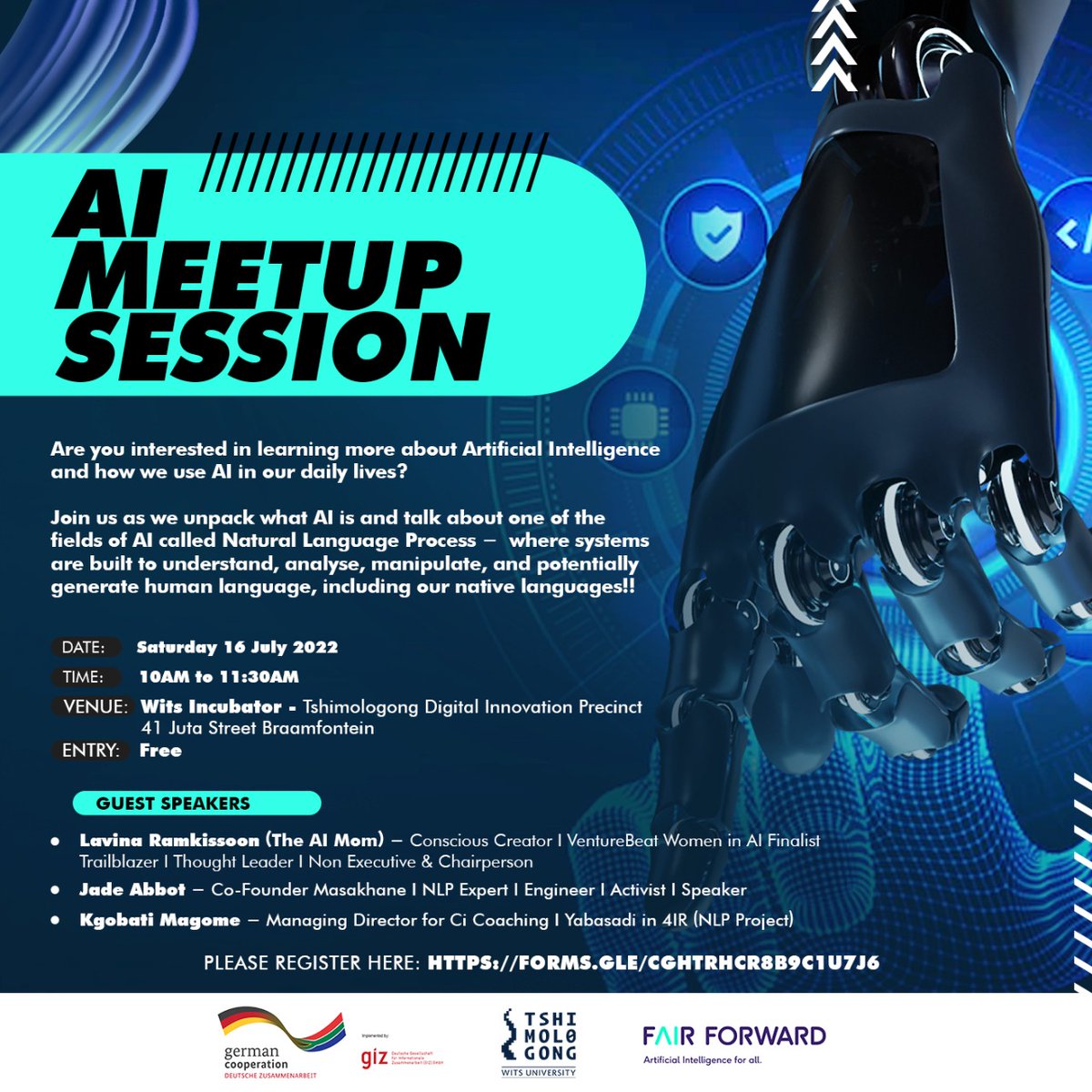 <a href="/TshimologongIT/">Tshimologong Precinct</a> in partnership with <a href="/fair_forward/">FAIR Forward</a>  &amp; <a href="/giz_gmbh/">GIZ</a> invite you to join us in learning about #AI &amp; how we can use it in our daily lives.
We will cover an AI field called Natural Learning Process... 
[THREAD]
#ArtificialIntelligence
#Africa 
#GIZ