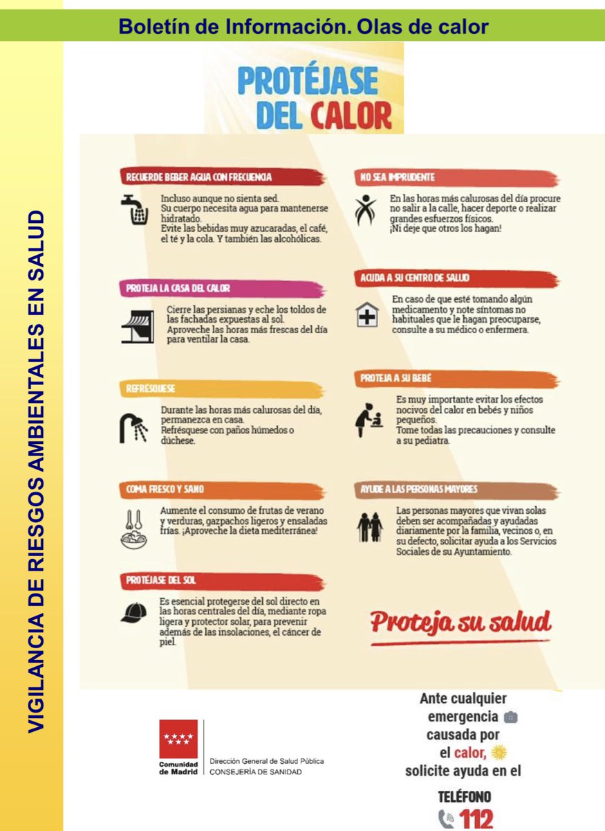 PCvvapardillo's tweet photo. Protección Civil VdP informa:

⚠️ @SaludMadrid activa el Nivel 2 o ALTO RIESGO por altas temperaturas en la @ComunidadMadrid. 🌡 La máxima prevista es de 39,3 °C.

#ASEM112
#VillanuevaDelPardillo https://t.co/ubSxLf6RO2