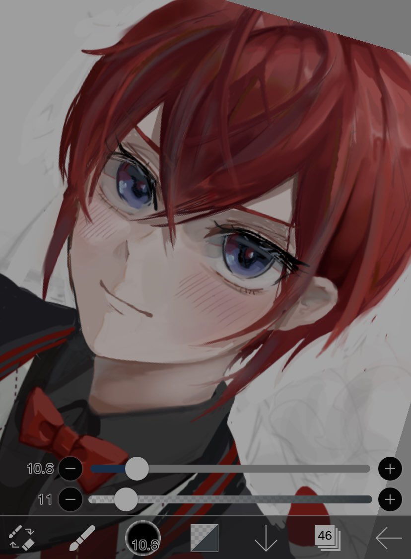 red hair solo blush 1boy bow male focus smile  illustration images
