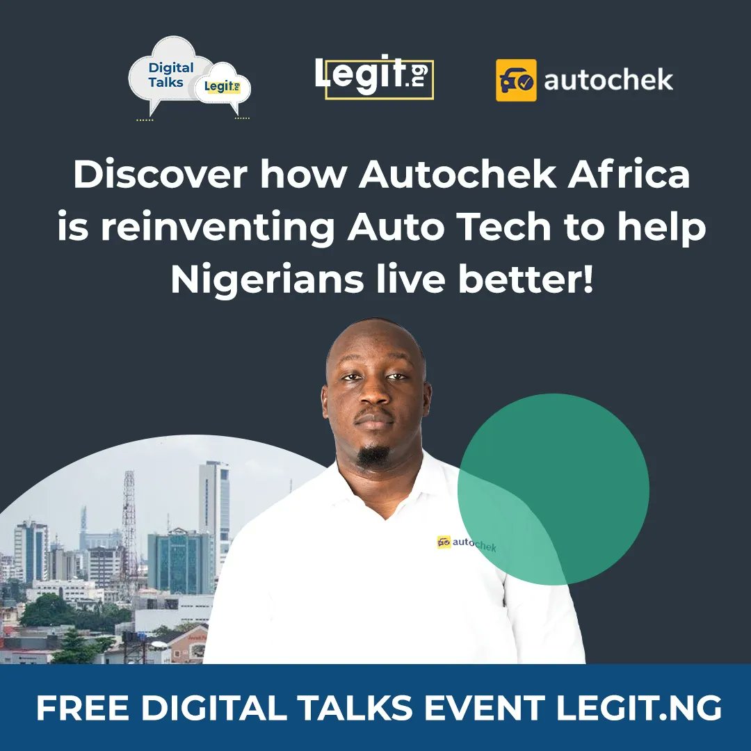 MohammedIyamu's tweet photo. In 9 days, I will be joining @legitngnews Digital Talks to discuss 'Expanding Beyond The Limits in Auto-tech'.
To register, visit: https://t.co/1KMHzqZzRx
#MIthoughts #mohammediyamu #AutochekAfrica
#automobileindustry https://t.co/gBaqWgAHXc