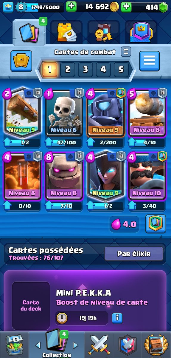 cv2tcv2t's tweet photo. Full rush avec mon petit compte !
LE deck golem est assez solide en bas !
#clashroyaledaily #ClashRoyale https://t.co/QbDoUOjmGU