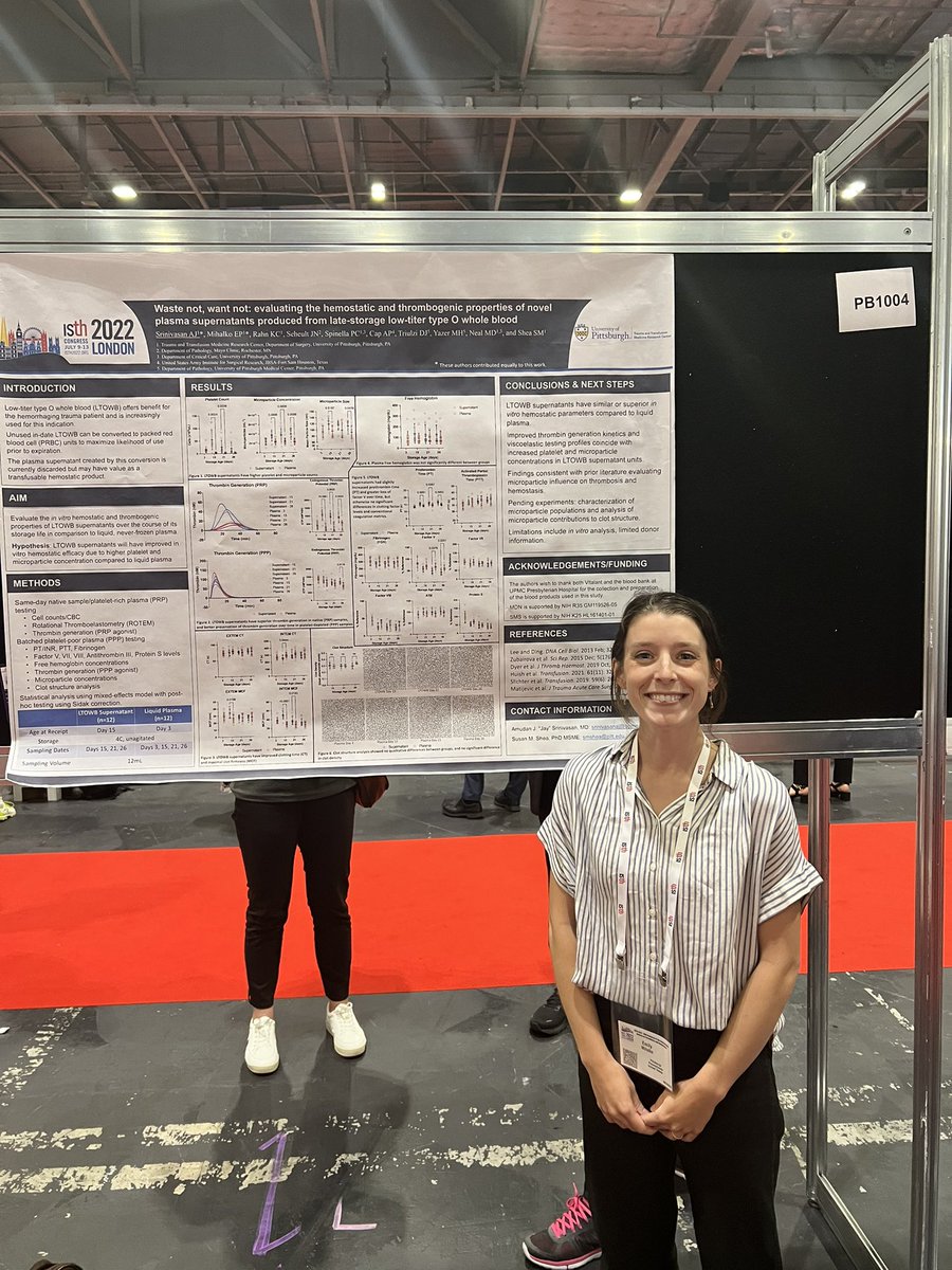 Come see our posters at #ISTH2022! @PittTTMRC 
@EmilyMihalko PB1004 - our whole blood supernatant study and PB1363 - @macky_neal and @EAndraska’s super cool photobiomodulation study!