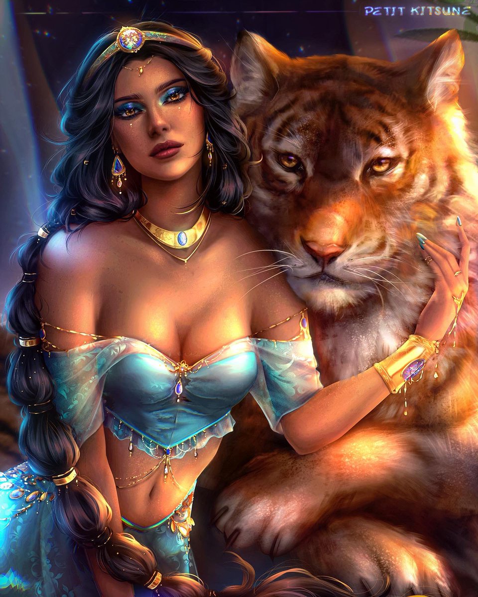 🌌 Jasmine 🐅 and Rajah … 
do you like it guys? Can’t wait to read your feedbacks 🖤 #disney #disneyprincess #disneyfanart #artistsoftwitter #digitalart