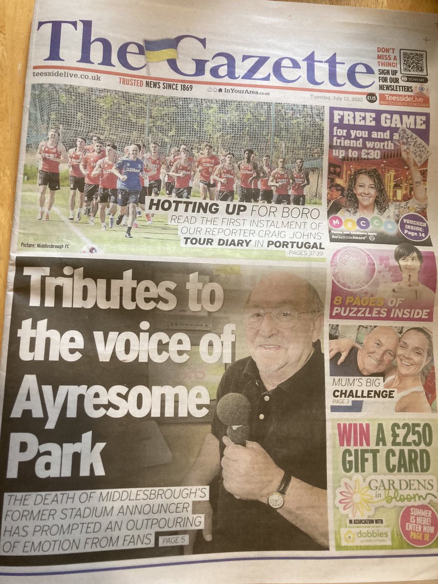 Bernard would have loved being front page news on his old paper ⁦<a href="/GazetteBoro/">Gazette Boro</a>⁩