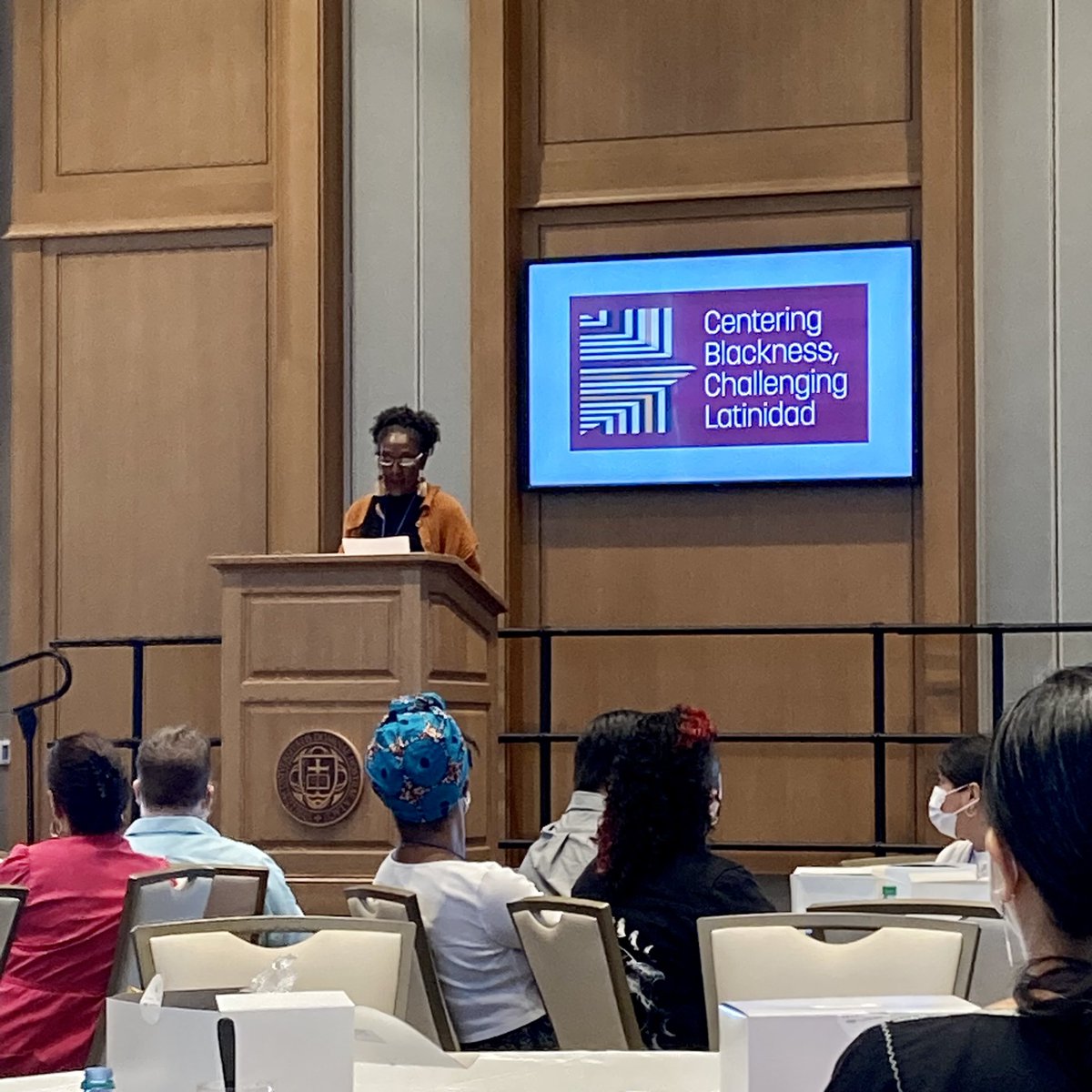 Mayra Santos-Febres presenting on the popular concept of “mejorar la raza”/“raza cósmica” as forced integration racism. ❤️ #LSA22ND #truthtelling