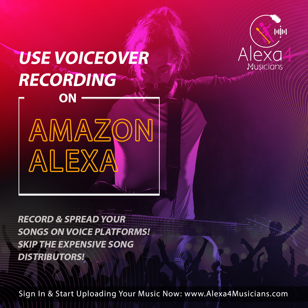 Alexa4Musicians's tweet photo. Use Voiceover Recording on Amazon Alexa. Record &amp; Spread Your Songs on Voice Platforms! Skip the Expensive Song Distributors!

Sign In &amp; Start Uploading Your Music Now: https://t.co/eWvAg5afPn

#Alexa4Musicians #VoiceFirst #spreadyourvoice #followyourpassion #musiclovers https://t.co/7SnvOPO7aU