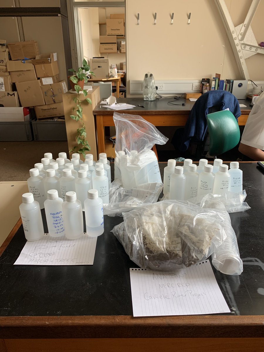 River water and sediment samples to look freshly all the way from Peru to do some  geochemistry on for my @CamESS_CCLEAR NERC REP :)))