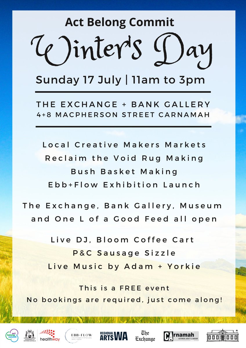 carnamah's tweet photo. Our museum in Carnamah will be open this Sunday 17 July as part of the @ActBelongCommit Winter's Day event occurring along Macpherson Street. It is shaping up to be a wonderful day. https://t.co/Q6lsdQhlBH
