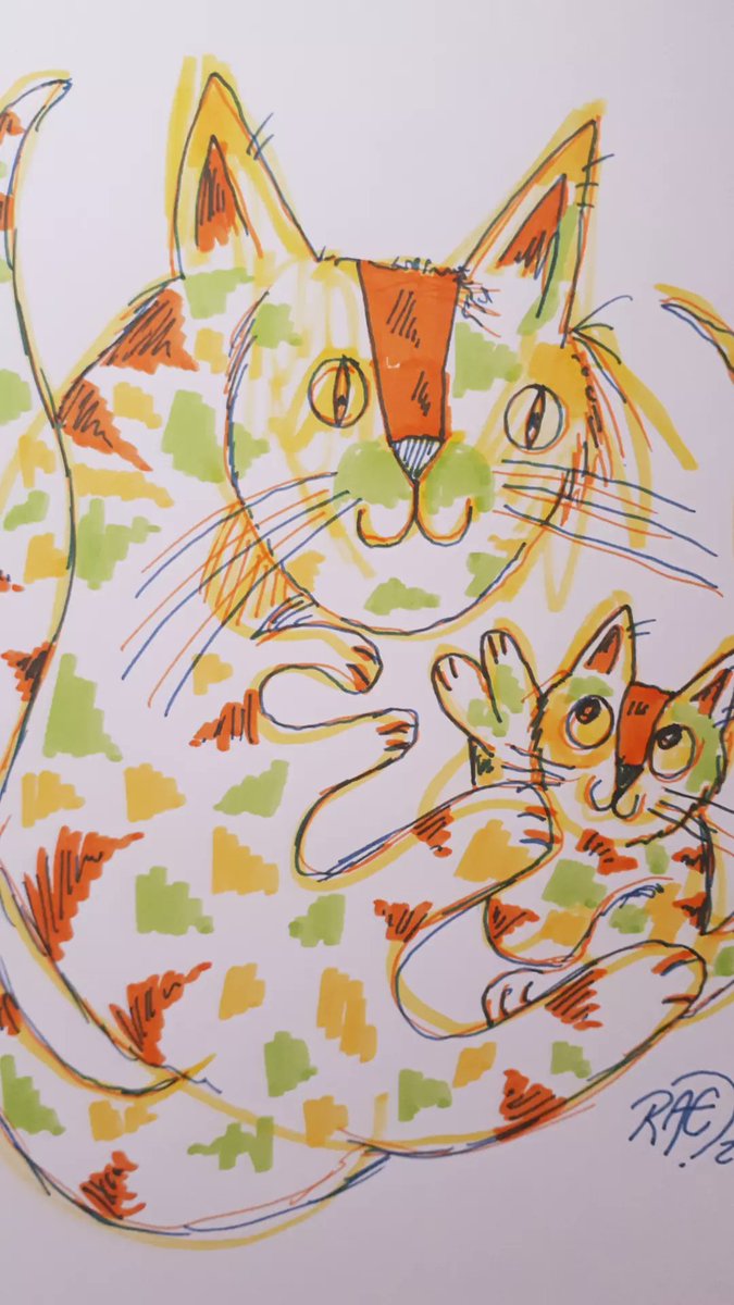 raeart's tweet image. Cat and kitten