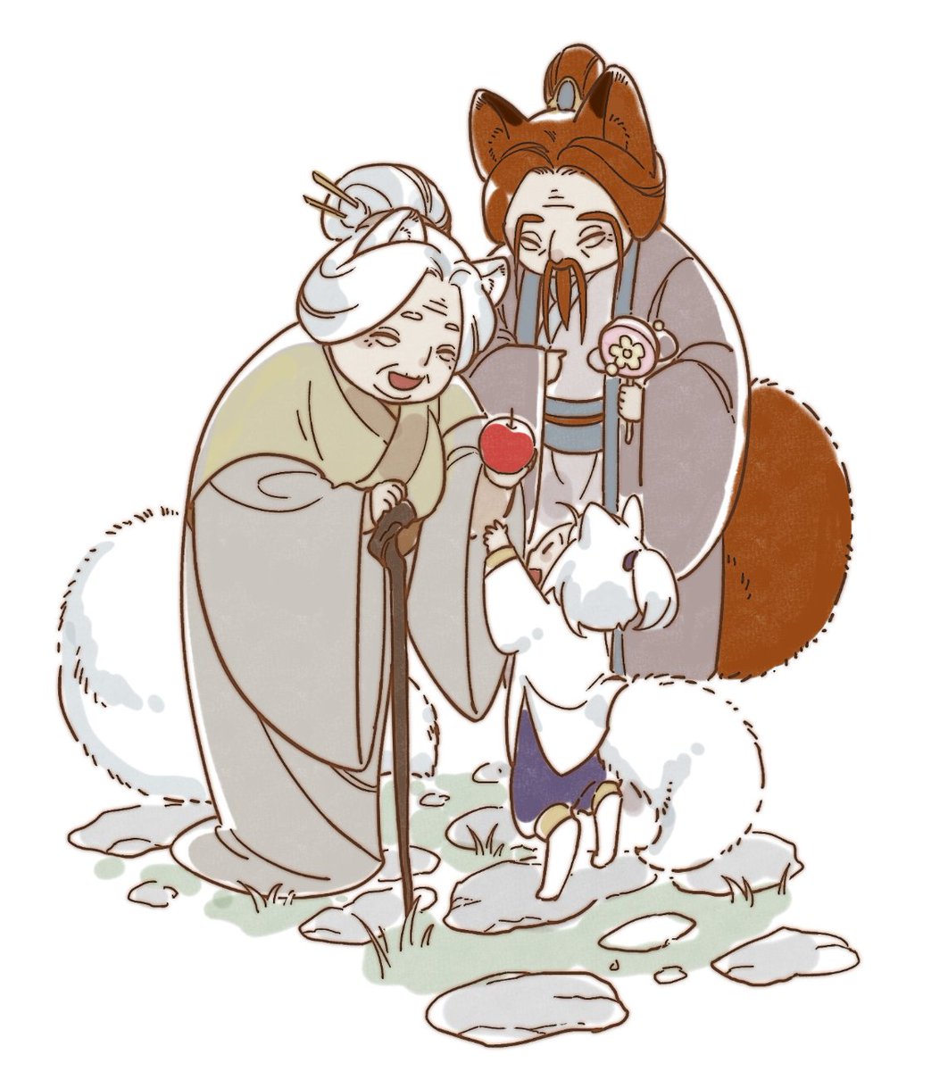 old tail old woman animal ears fox tail candy apple fox ears  illustration images
