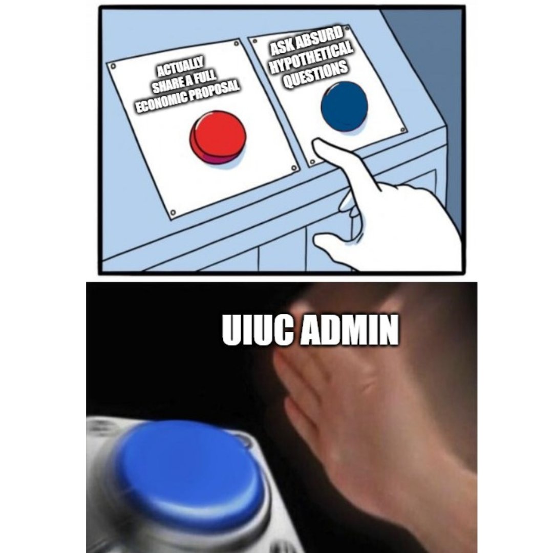 geo_uiuc's tweet photo. Ready to pack the room this *Friday, July 15 from 1-3* for our next bargaining session to see what questions admin has for us this time instead of a full contract proposal? Don't forget to register to get the link to join: https://t.co/ncwG16UilR. See you in caucus! https://t.co/j6NKJSNRky