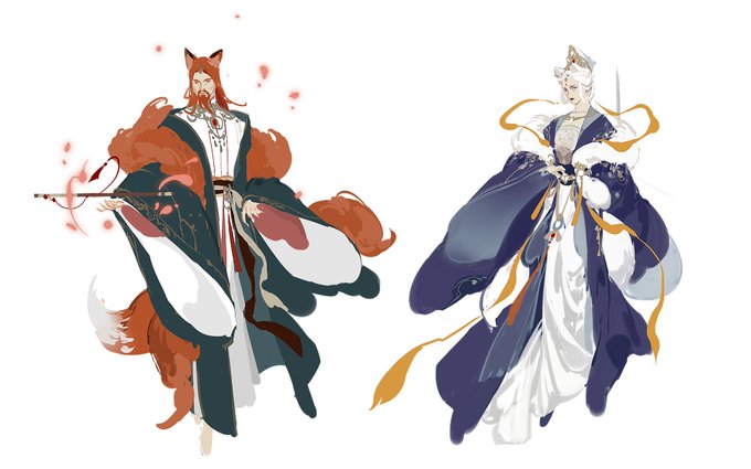 秋晏朝的爷爷奶奶人设,在小辈面前会变成图2,平时都是图1【奶奶是狐王,爷爷是王妃 