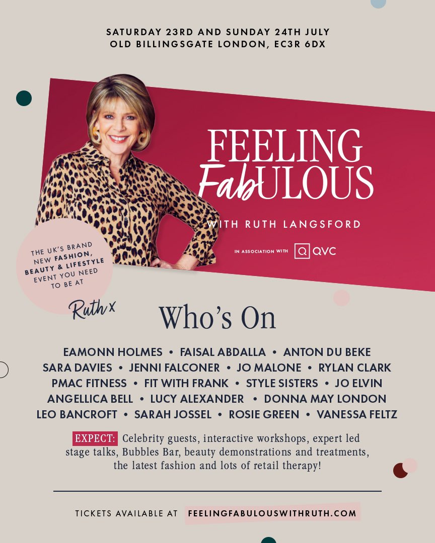 The countdown is on… only 11 days until my Feeling Fabulous event! Still a few tickets available and don’t forget you’ve still got time to enter our free ticket giveaway! Head to feelingfabulouswithruth.com for all the details. Hope to see you there! X #FeelingFabulousWithRuth