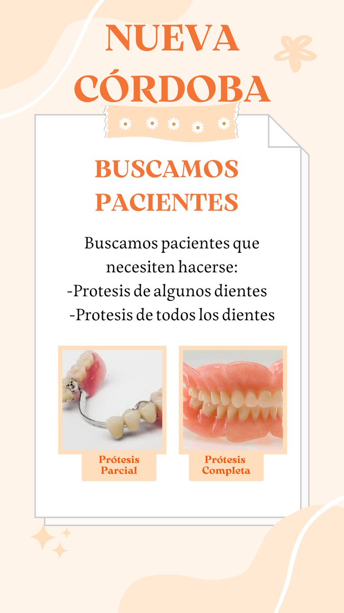 ClemenAnselmi's tweet photo. 🦷NUEVA CÓRDOBA 🦷
Buscamos pacientes que necesiten hacerse prótesis de algunos dientes o de todos los dientes (para posgrado) 
@guadarevalo 
@vivirenuevacba @vivirenuevacor @yo_nva @cvnuevacordoba @vivirennuevacba @en_guenes @vivirenp @ventasnuevacba @Compraventaserv https://t.co/oYf1VQnUg0