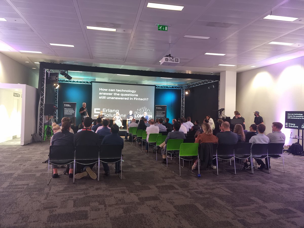 ErlangSolutions's tweet photo. We're playing #fintech Jeopardy with @andrewvorster,  @Chris_Skinner, @mgleveille, @ritesh5182 &amp; Jacky Uys. Insightful discussion for @FintechWeekLDN #ftwLondon #ftwl2022 #FTWLondon2022 #ftwl https://t.co/RRrVFQmx2x