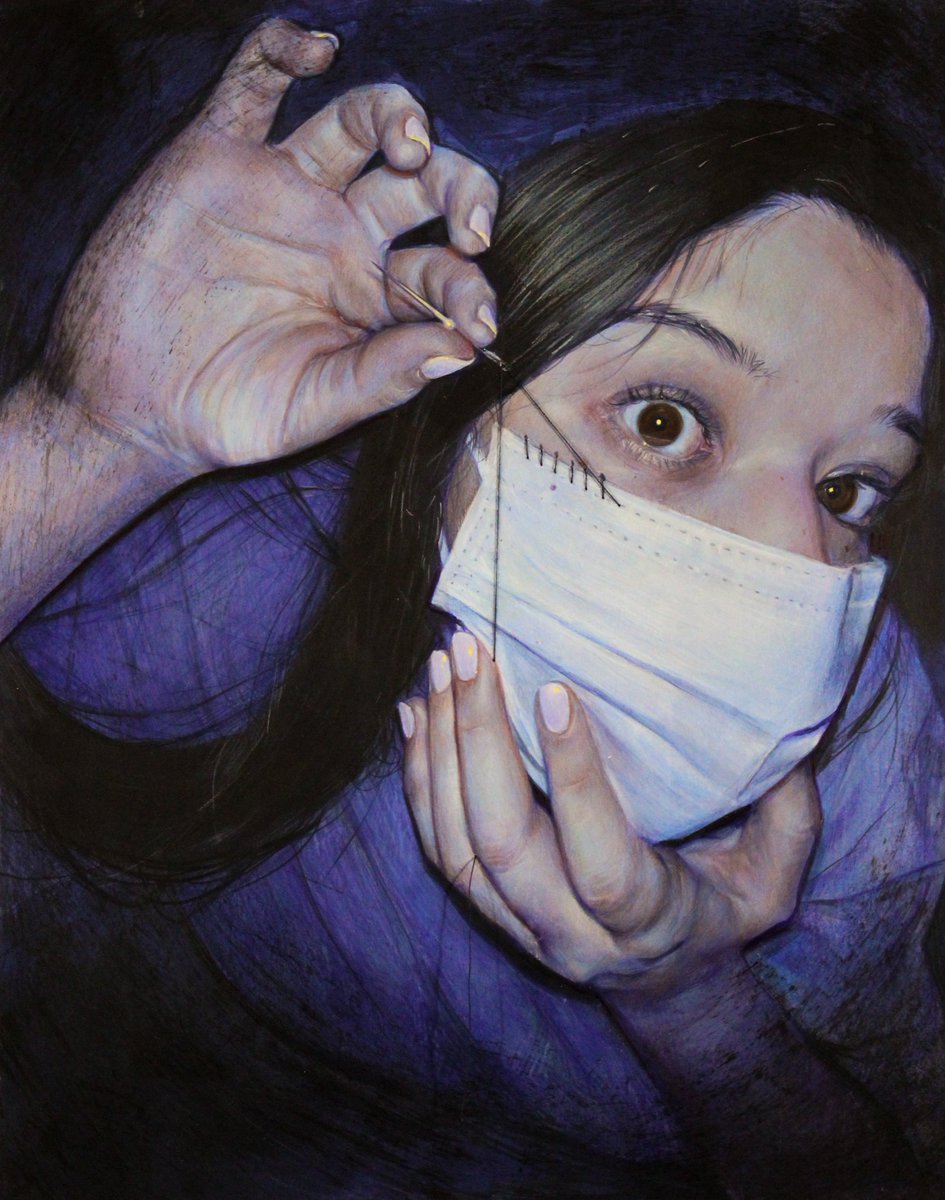 caaamileon's tweet photo. im camila, a 17 y/o mexican american artist who paints way too many self portraits 😵‍💫 #PortfolioDay https://t.co/4eeJSNjtc4