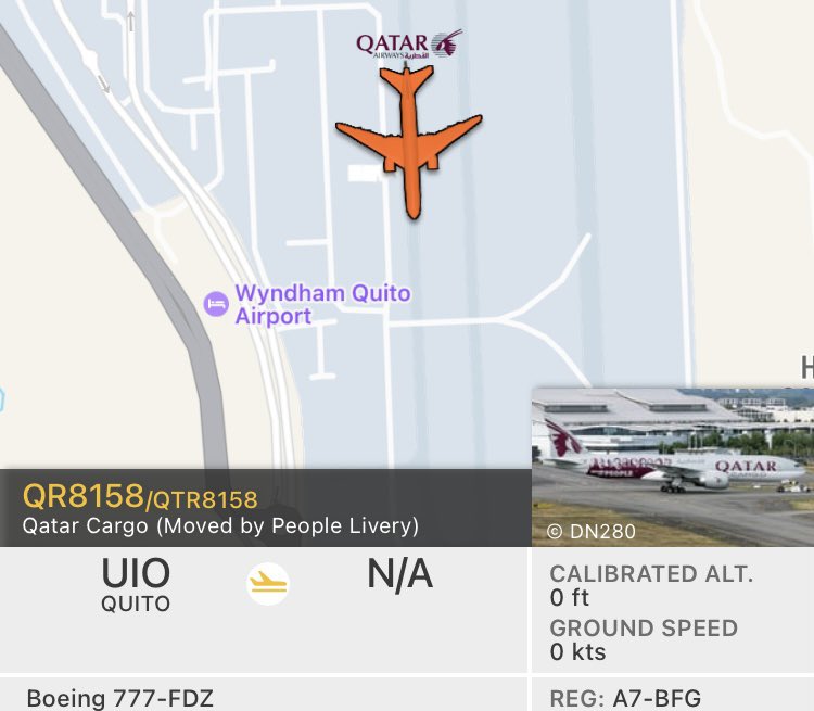 indannier's tweet photo. Hoy por primera vez en el @AeropuertoUIO se recibió al #boeing777-FDZ de Qatar Airways Cargo con el nuevo #livery dedicado a todos los colaboradores que hicieron posible que actualmente esta #aerolínea de carga sea la numero uno a nivel mundial.
#cargo #airlogistic #uio https://t.co/rQ78rIccRE