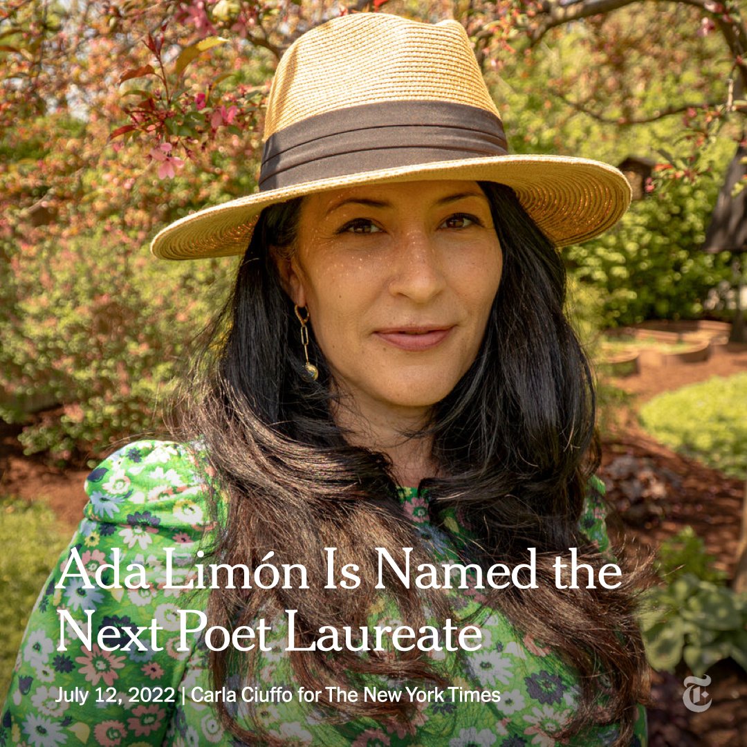 'Great poetry is the place where we come to get the strength to heal.' Ada Limón was named the next U.S. poet laureate. She begins her tenure in the fall, becoming the 24th person to hold the position. nyti.ms/3O55rtw