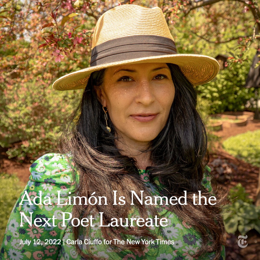nytimes's tweet photo. "Great poetry is the place where we come to get the strength to heal."

Ada Limón was named the next U.S. poet laureate. She begins her tenure in the fall, becoming the 24th person to hold the position. https://t.co/Cd4snHmzgo https://t.co/1eY6Zj0rdz