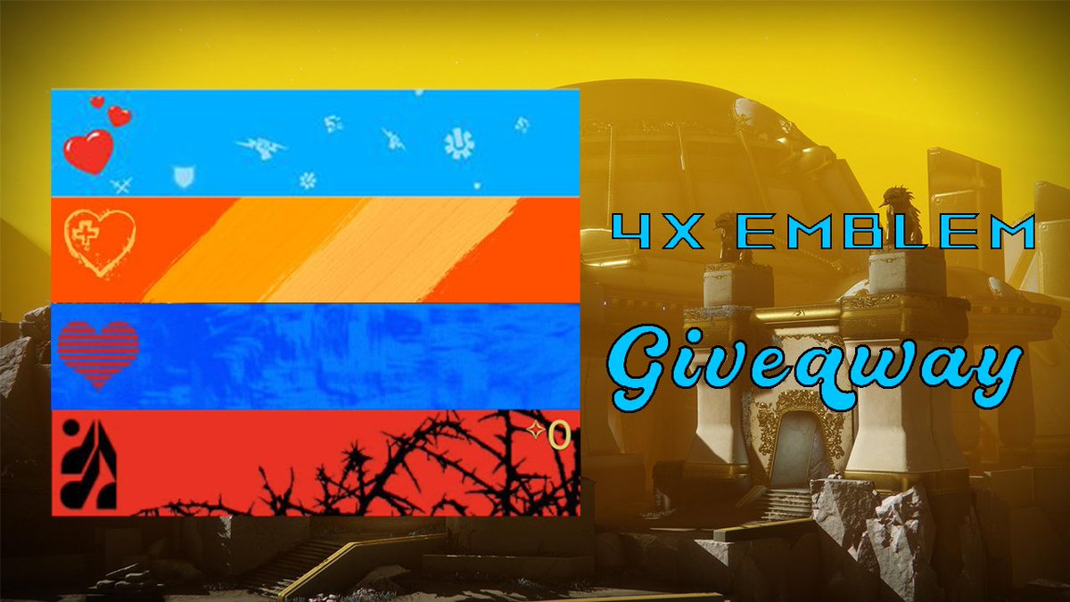 NickIsGamer's tweet photo. Giving away 4 spare emblem codes!!!
-Planet of Peace, A Guardians Heart, Arc Propellant and Leviathan's gift shop emblems.

To Enter:
✅Like
✅Follow
✅Retweet

Winner will be drawn on July 25th 2022. https://t.co/lkXWhHRJvB