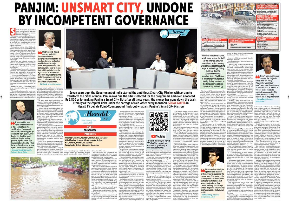 GoaArmando's tweet photo. I spoke to Herald TV reg the abysmal state of the Smart City Project, & how all these things are jumlas. Sad state of affairs. You can read the article that appeared in Herald. #Goa #SmutCity #SmartCity #UnsmartCity #Goenkarponn #GoaCorruption #RogueNation https://t.co/OaXinmF0u6 https://t.co/2XbAgvCnUx