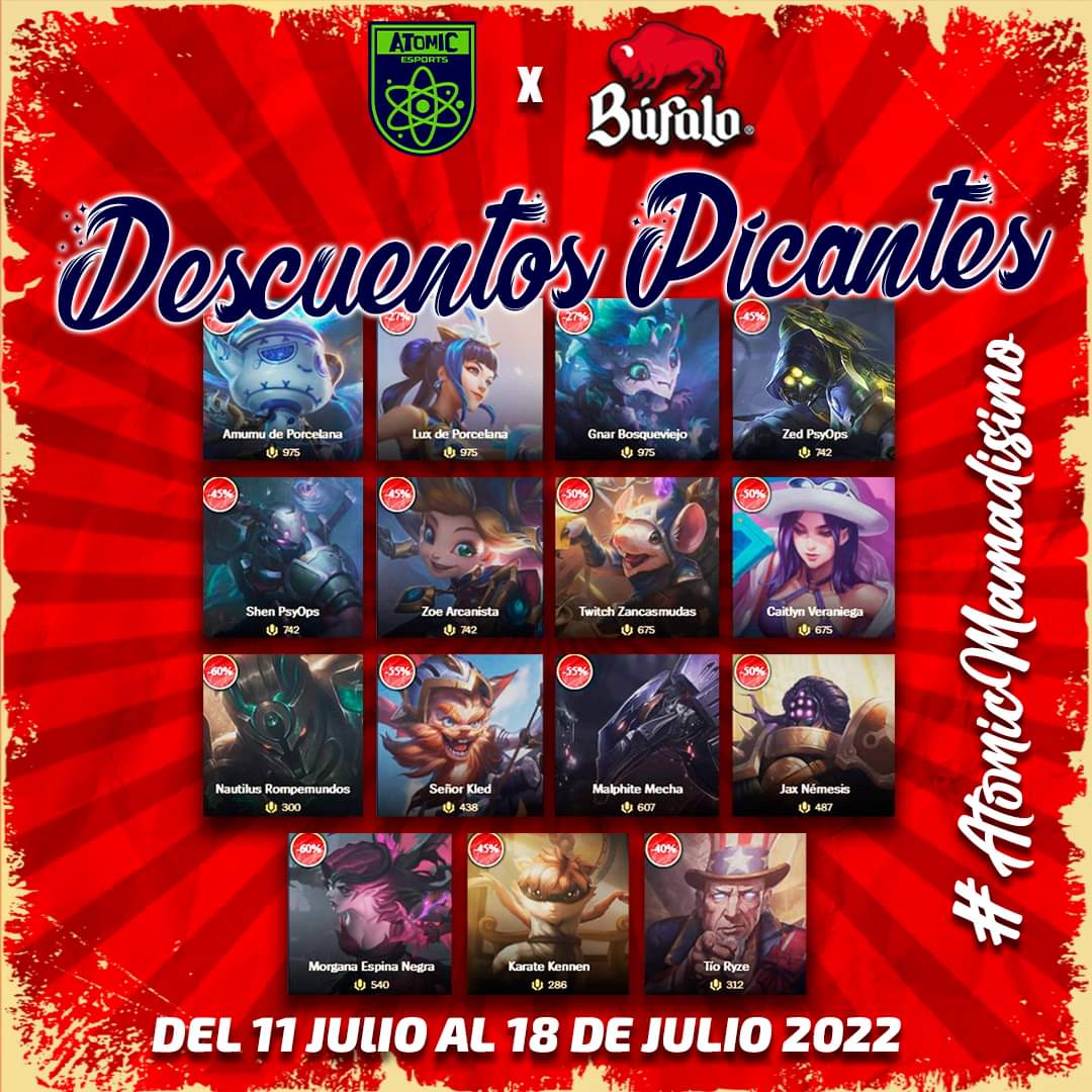Llegaron los descuentos sabrosos 🔥🔥🔥

 Dos Skin de la serie porcelana 🧐
¿Amumu o Lux?👀

@salsabufalo @lvpmex
#ALaBúfalo #DDHLOL #AtomicMamadisimo #TiendaLoL