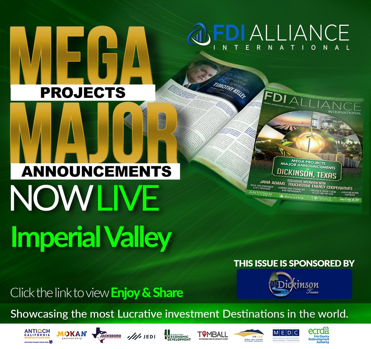 IVEconDev's tweet photo. IVEDC CEO Timothy Kelley was interviewed by FDI Alliance Magazine last month to discuss exciting projects for Imperial Valley's future and all things economic development in the Imperial Valley. Click here to read the full interview: https://t.co/e4eIBmTfD2 https://t.co/lsub8vXgSj