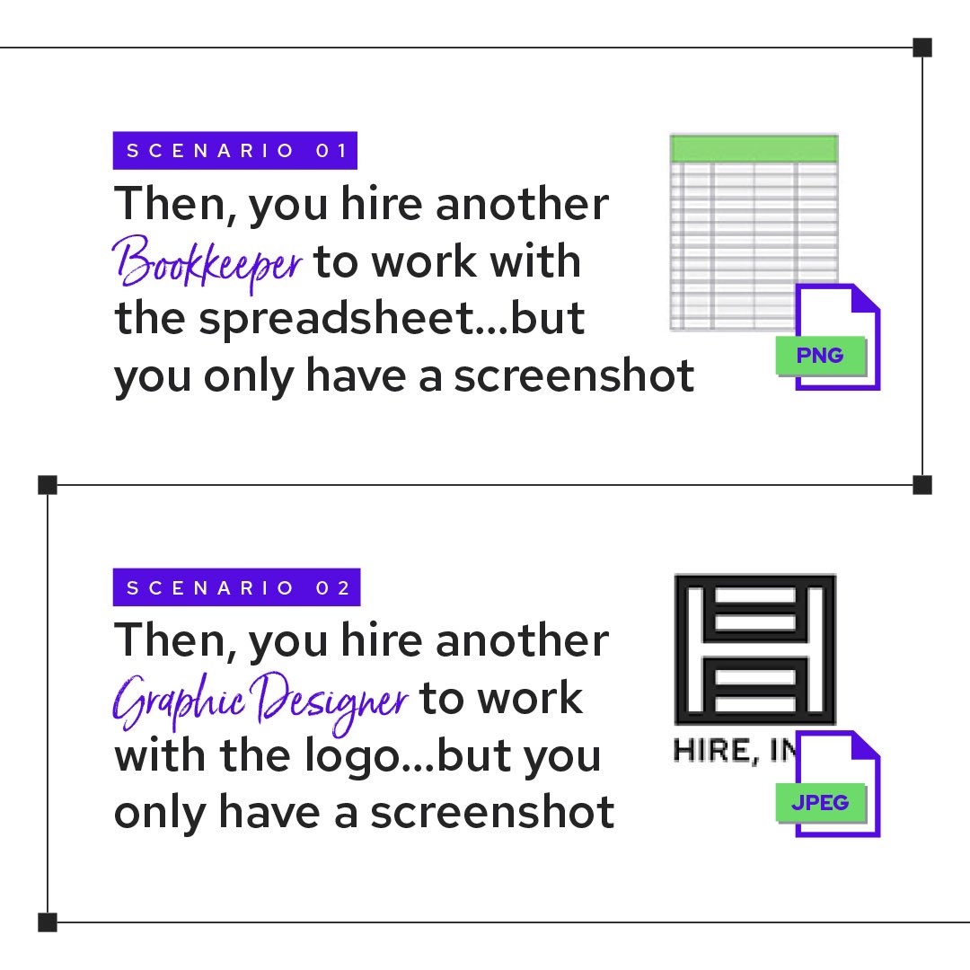 VectorVine's tweet photo. You wouldn’t share a JPEG of a spreadsheet with a bookkeeper, you would share the Excel file. #whatisavectorfile #graphicdesign https://t.co/uXINbWjHOn