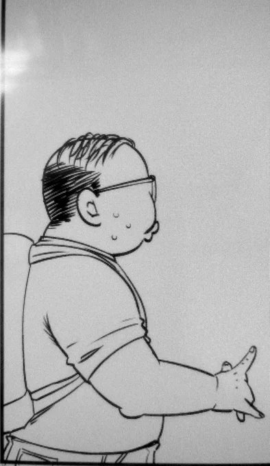 本文20ページもあったら、本にしたらいいのでは?のお声もありますが、全編、おじ(イマジナリー自分)がいる、おじメインの漫画なので、誰が欲しい?のという感じで、展示が間に合わなければ、後日支部にアップします。これは、ゲーセンのおじ。
魂なので、下絵無しで描ける。 