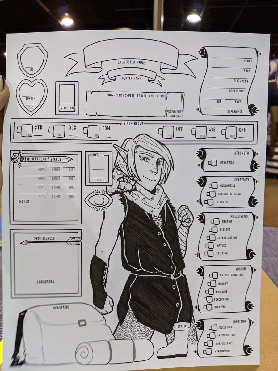danidrastic's tweet photo. I'll be at Geek'd Con in August! Would anyone be interested in some DnD character sheet commissions for pickup there? https://t.co/tmi1gN2K97