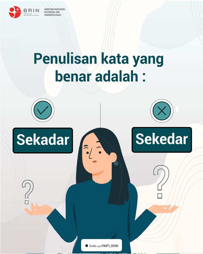 Benar #KawanBRIN, menurut KBBI penulisan kata yang benar pada pertanyaan pertama, yaitu "izin" dan untuk pertanyaan kedua, yaitu "sekadar".

Sekian kuis kali ini, jangan sampai salah tulis lagi ya, #KawanBRIN. Sampai jumpa kembali!

#PenerbitBRIN #BRIN #KataBaku #PenulisanKata