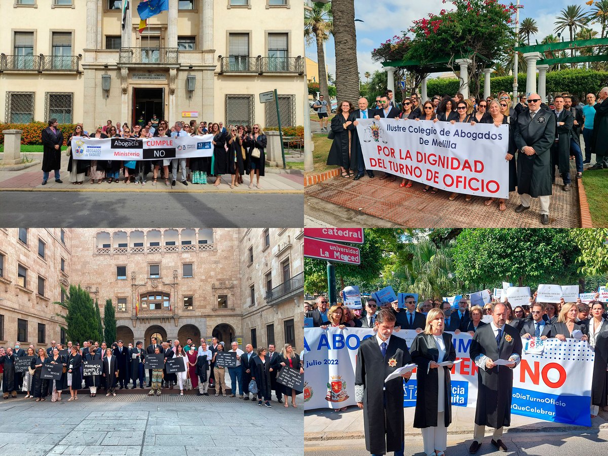 Los Colegios de la Abogacía han celebrado el #DíaJusticiaGratuita con protestas bajo el lema “La Abogacía cumple, el Ministerio no”  y actos de celebración. El objetivo de los actos: defender y reconocer la labor realizada por 43.696 abogados de oficio ow.ly/O2Ji50JTPIP