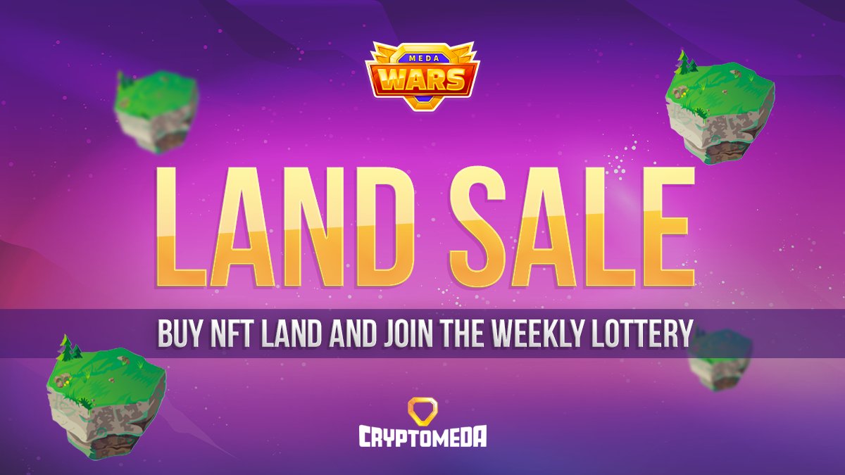 ⚔️#Cryptomeda Heroes⚔️

The last land sale is here—an exclusive 50% discount for only 24 hours. After this event, lands can be obtained only through loot boxes. Hurry up before it's too late‼️

Why own lands?
🚀NFT airdrops
🕹Gaming benefits

Buy here👉cryptomeda.tech/marketplace/la…