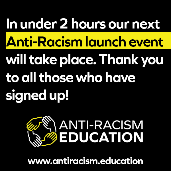 A big thank you to all the educators with strong social justice #values! Today's #anti-racism launch event has attracted a huge amount of interest and we can't wait to start in just under 2 hours.  #antiracisteducation #professionaldevelopment #geteducated #raceandinclusion