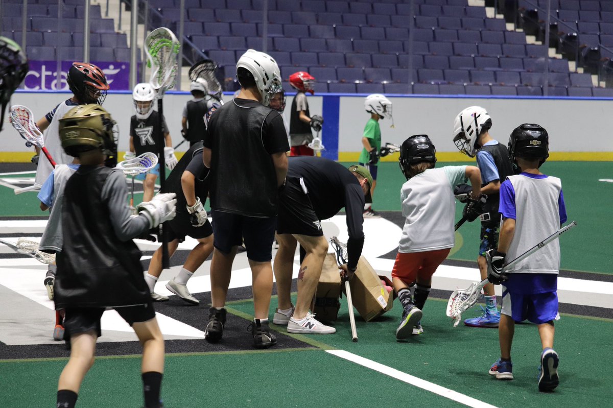 RocKnighthawks's tweet photo. We don’t know if you guys can tell but… that’s Tyler Halls in the middle delivering lacrosse balls to the kids 😂

We think it’s safe to say everyone is excited for day two! https://t.co/YmYuKSbfze
