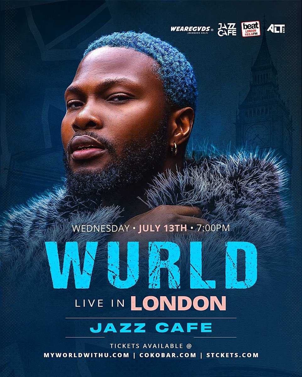 Smadeevents's tweet photo. @thisisWurlD Live Tomorrow 🇬🇧 #Jazzcafe
@iamSMADE
@Smadeevents
#cokobar
#music
#thisiswurld https://t.co/RowfJNtqSm