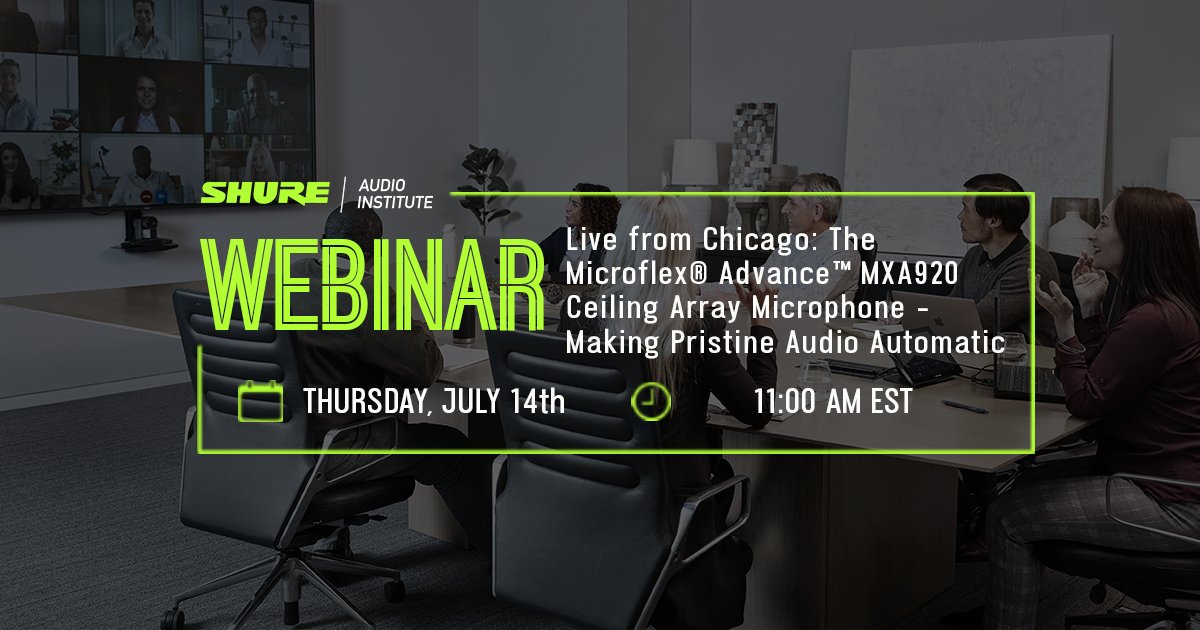 richarddeanasc's tweet image. Join our expert panel live from the @shure Customer Experience Center’s training room which uses the new #MXA920 as we demonstrate how simple it is to make conferencing audio automatic and amazing. To register visit: bit.ly/3nLTdeB