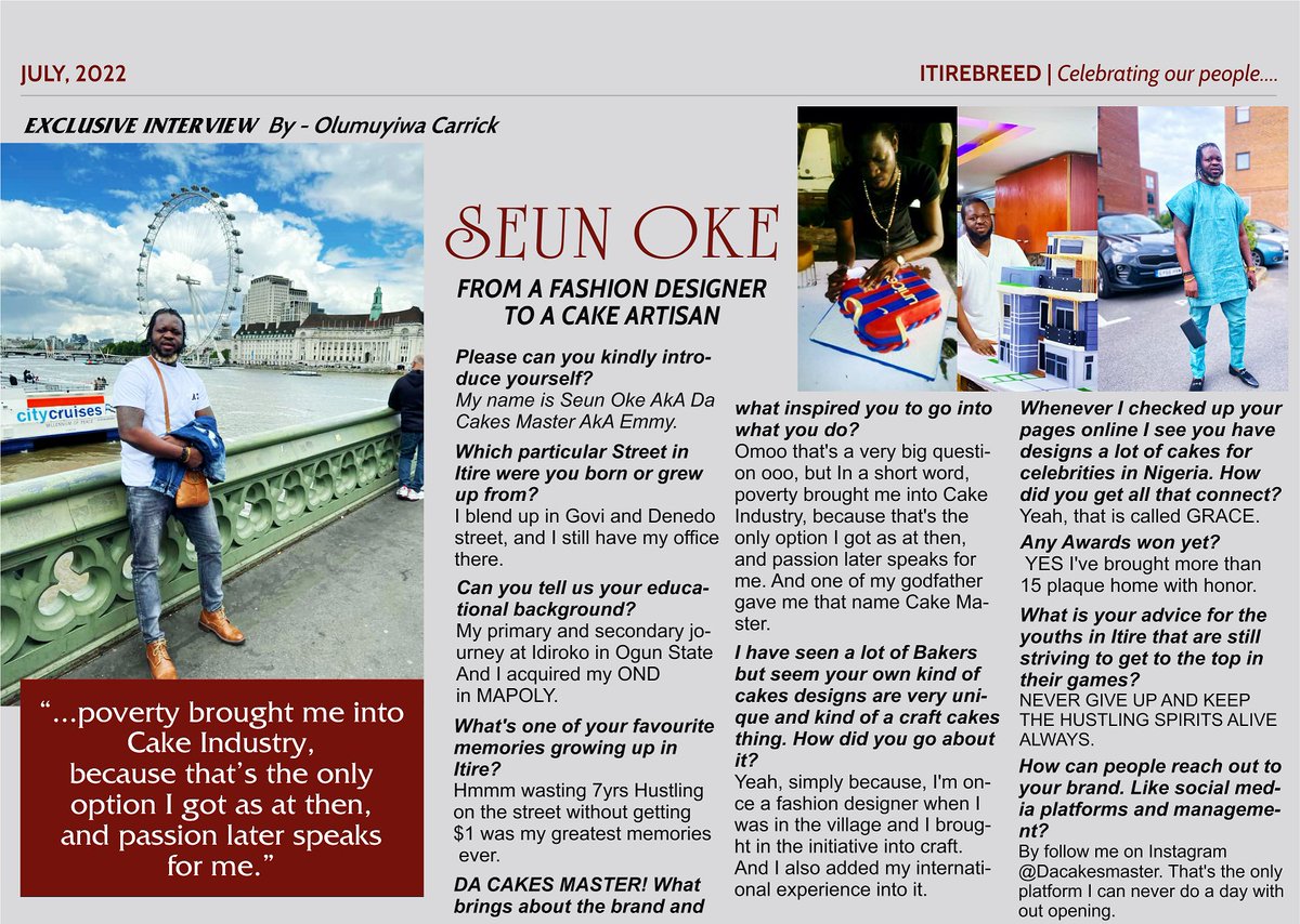 itirebreed's tweet photo. EXCLUSIVE INTERVIEW:
"Poverty brought me into Cake industry..." - Seun Oke.

Enjoy.

Wish everyone happy blessed new week🙏

Also follow us on Facebook , instagram: @itirebreed
Subscribe to our YouTube Channel: Itire Breed https://t.co/enmX1xjVtu