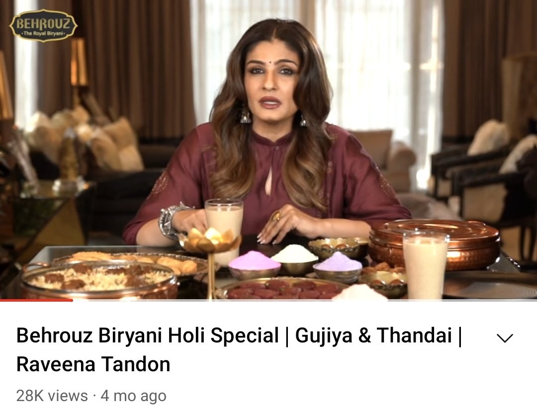 NarundarM's tweet photo. @TandonRaveena And here she is promoting Behrouz Biriyani, Royal Biriyani and Qabab. 🥲 https://t.co/2gv070f49R