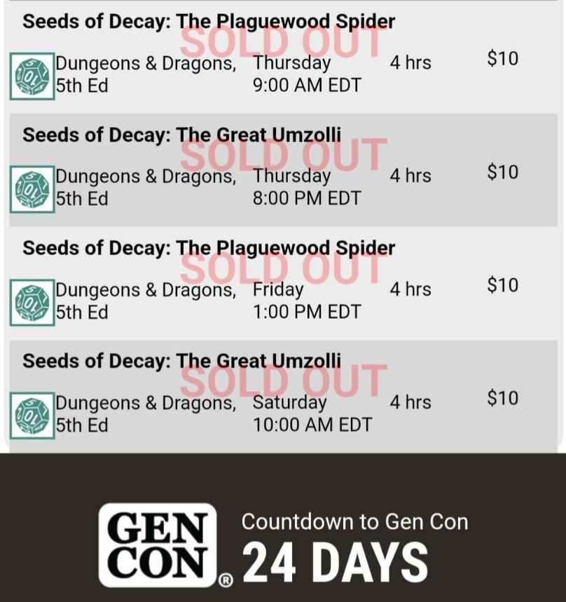 splatteredink's tweet photo. I'm so excited to see so much enthusiasm for Seeds of Decay! I look forward to meeting you all. Nat 20s for everyone!
#dnd #5e #gencon #seedsofdecay https://t.co/wKUuoDM4f0