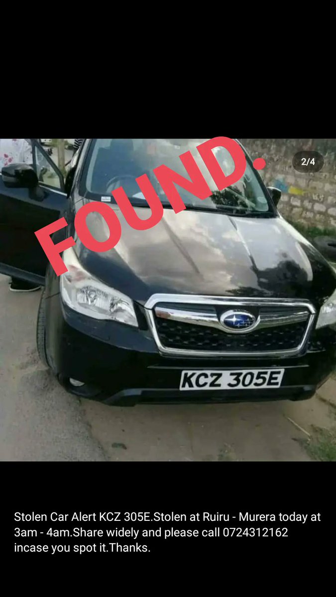 Carolinyegon's tweet photo. Hey guys the Car has been found.Thanks @Ma3Route and everyone else who retweeted.God bless you all. https://t.co/hOent5Apcd