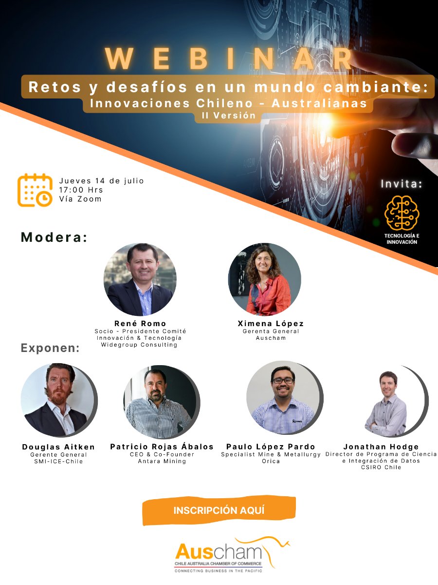SMI-ICE-Chile (@smiicechile) on Twitter photo Participa el 14 de julio a las 17hrs del webinar de <a href="/auscham/">AUSCHAM Chile</a> sobre los distintos desafíos que los proyectos de innovación deben enfrentar en la actualidad.
Inscripciones 👉 lnkd.in/dt_ru58V
#innovación #webinar #chile #australia Participa el 14 de julio a las 17hrs del webinar de <a href="/auscham/">AUSCHAM Chile</a> sobre los distintos desafíos que los proyectos de innovación deben enfrentar en la actualidad.
Inscripciones 👉 lnkd.in/dt_ru58V
#innovación #webinar #chile #australia