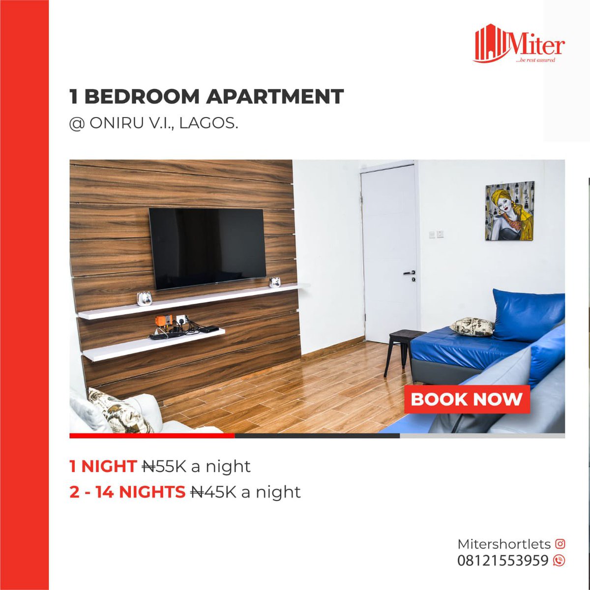 MShortlets's tweet photo. Staycation plans?? That's why we are here!!! Enjoy nothing short of exquisite living in this beautifully furnished 1 bedroom apartment. It's uniquely located in Oniru,VI Lagos, fully furnished with exquisite designs. Rate:55,000 a night.
T’s and C’s apply 
Send a F to book🤗 https://t.co/s9Q2d9metl