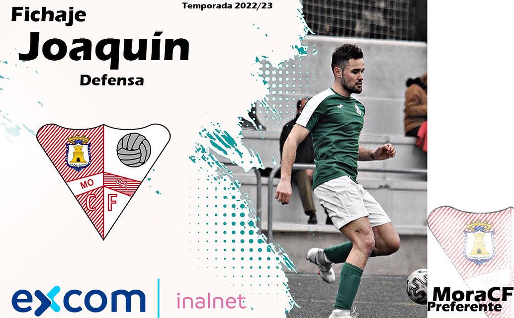 Mora_CF's tweet photo. 🤝FICHAJE 

 El jugador Joaquín Martínez, @7oaquin, nuevo jugador del @Mora_CF, para la próxima temporada. Defensa que la temporada pasada jugó en el filial 
del @CD_Toledo.

¡Bienvenido Joaquín! 👏

#somosMoraCF #MoraPreferente https://t.co/icHQ3x4iWh
