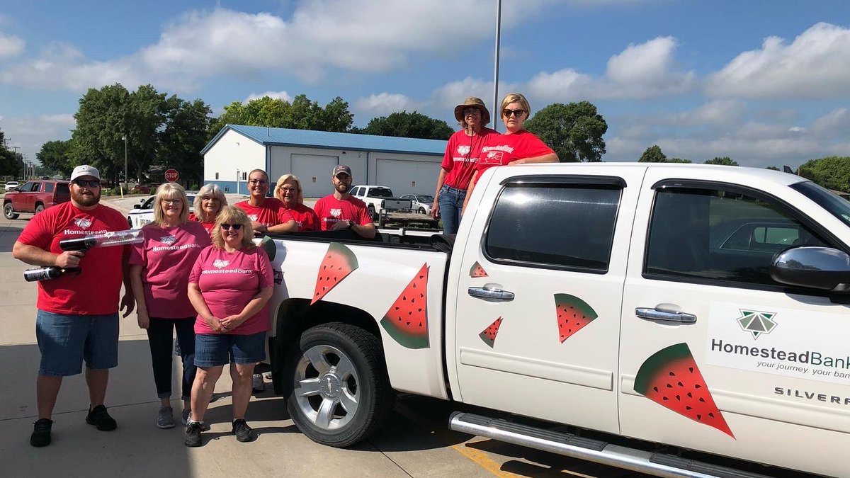 Homestead_Bank's tweet image. The entire St. Paul branch participated in the 31st Annual Grover Cleveland Alexander (GCA) Days parade this past Saturday. The theme was “Slice of the Good Life”.